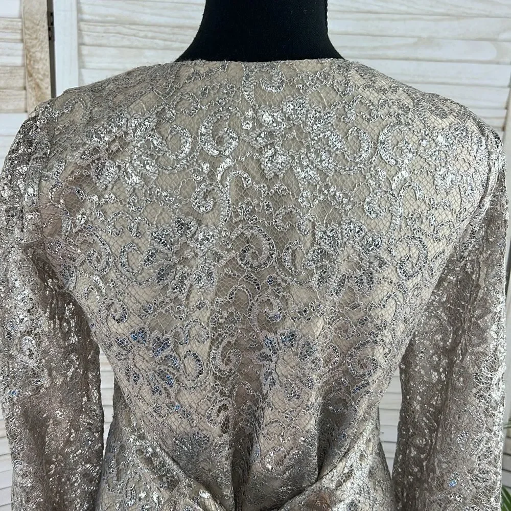 Corey Lynn Calter Anthropologie Metallic Lace Skater Mini Dress XS